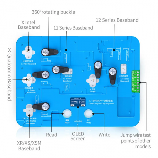 JCID For iPhone X to iPhone 12 Pro Max Logic Baseband EEPROM Chip Non-removal