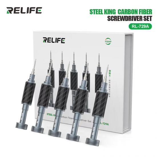 RELIFE RL-729A Steel Cannon King Carbon Fiber Screwdriver Set for Phone Repair