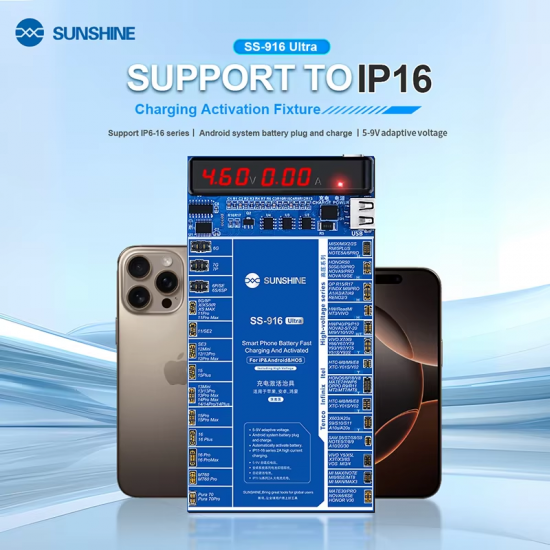 SUNSHINE SS-916 Ultra Charging Activation Board Support to IP6G to iPhone 16 Series and Android Models