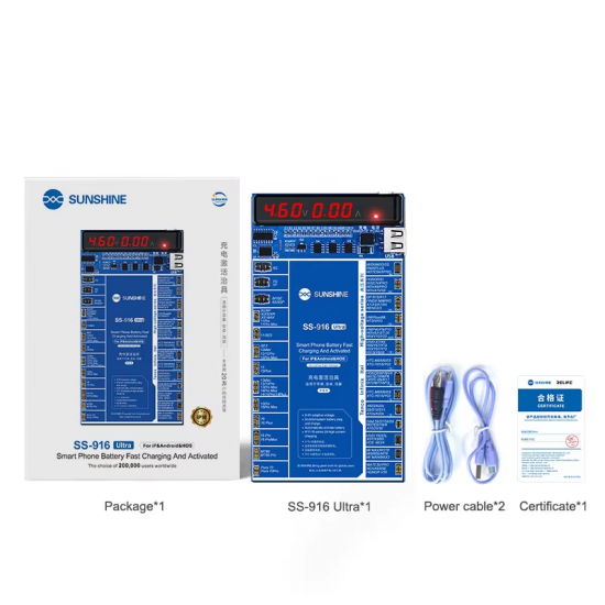 SUNSHINE SS-916 Ultra Charging Activation Board Support to IP6G to iPhone 16 Series and Android Models