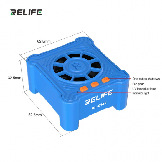 RELIFE RL-014E UV Curing Fan 6W Cooling Exhaust, 3-Speed, Dust Display for Phone and PCB Repair