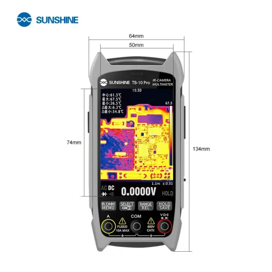 SUNSHINE TB-10 Pro Thermal Imaging Multimeter – 256x192 HD, Multilingual