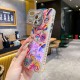 Blue Glow Smiling Rabbit & Carrot Oil-Painting Style Phone Case | Full-Body Cover TPU Case with Built-in Lens Protection Bracket | Shockproof & Anti-Scratch | Compatible with iPhone 13 & Later Models