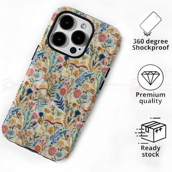 Embroidered-Style Dual-Layer PC + TPU Matte Phone Case | Shockproof, Anti-Scratch & Drop Protection | Compatible with All iPhone Models (Matte & Glossy Options)