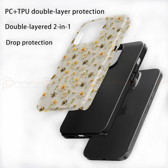 Embroidered-Style Dual-Layer PC + TPU Matte Phone Case | Shockproof, Anti-Scratch & Drop Protection | Compatible with All iPhone Models (Matte & Glossy Options)