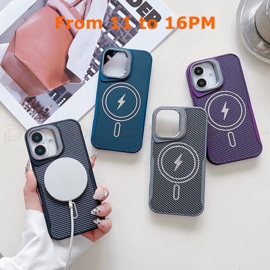 2-in-1 Magnetic Stand Shockproof Phone Case - Business Style, Electroplated Finish - Compatible with iPhone 11 and above models