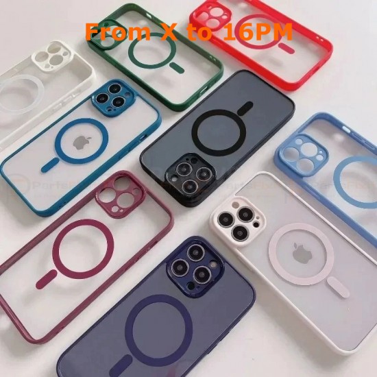 Acrylic Clear Magnetic Phone Case with Full Camera Lens Protection - Shockproof, Anti-Drop, Anti-Fingerprint, Snap-On Macaron Colors - Compatible with iPhone X and Above Models