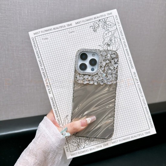 Luxury Rhinestone Water Ripple TPU Full-Body Cover Phone Case - New Design, Shockproof Protection, Compatible with iPhone 11 and Above Models