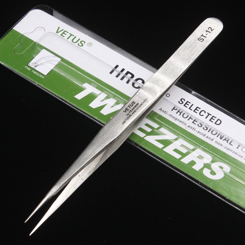 Vetus Precision Stainless Steel Tweezers ST-12 - PFTWEEZER03